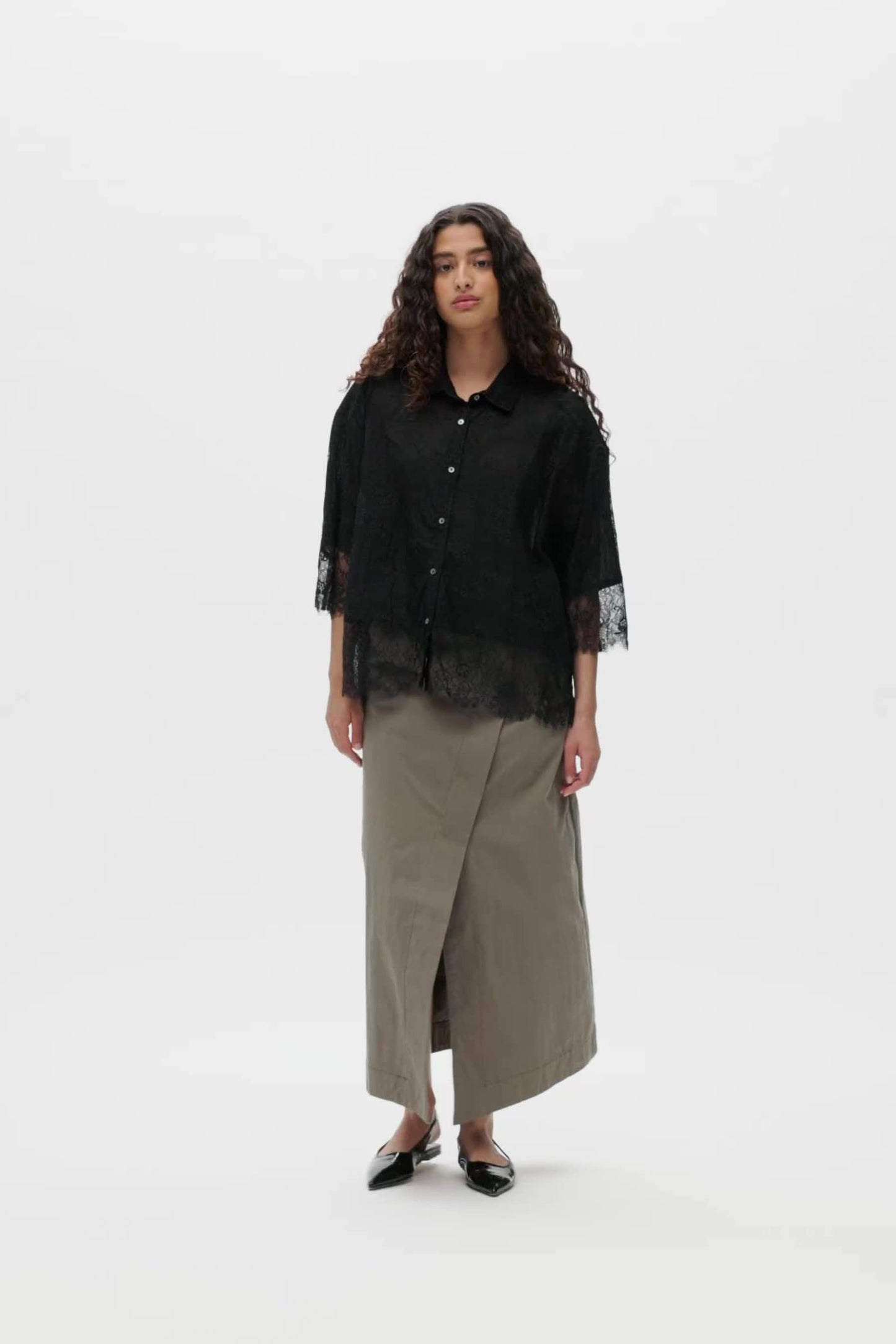 Rabens Saloner - Barbara Laced Multi Layer Shirt, Black