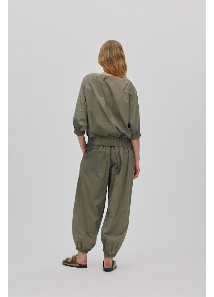 Rabens Saloner - Iridi Poplin Gathered Pants, Asphalt
