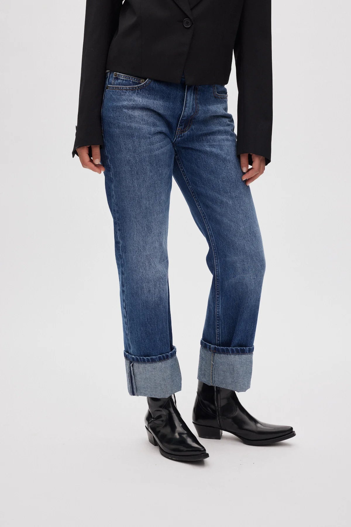Rabens Saloner - Lorelei Denim Loose Fit Pants, Dark Indigo