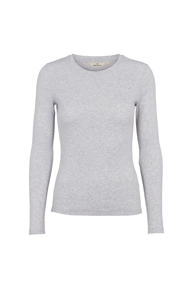 Basic Apparel - Ludmilla LS Tee, Light Grey Mel.