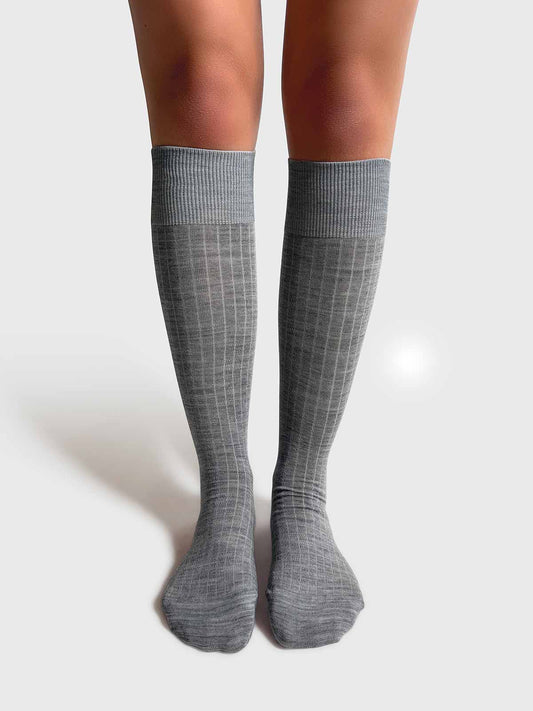 Mrs. Hosiery - Mrs Merino Knee-High, Light Grey