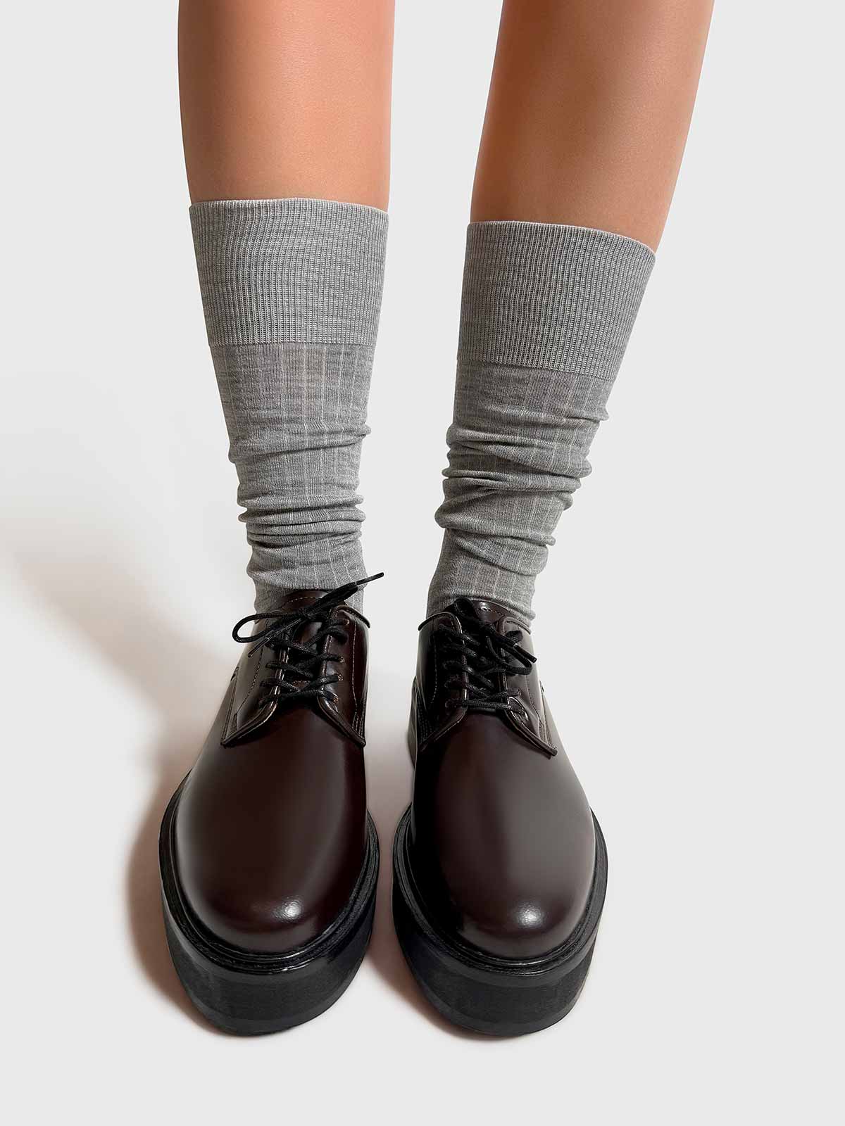 Mrs. Hosiery - Mrs Merino Knee-High, Light Grey