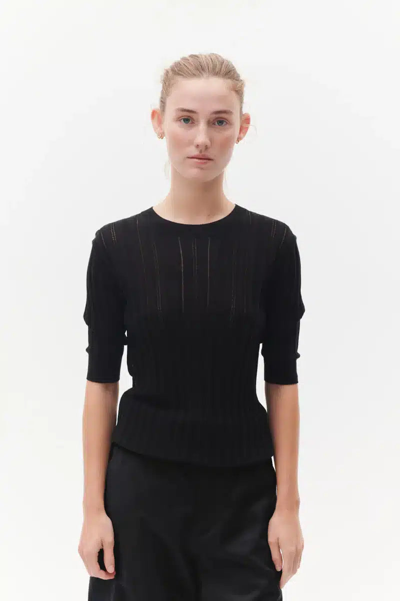 Beta Studios - Maggie Pointelle Bluse, Black