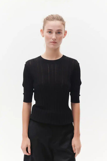 Beta Studios - Maggie Pointelle Bluse, Black