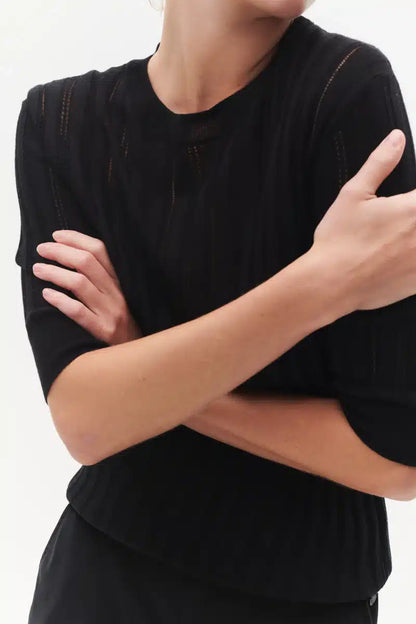 Beta Studios - Maggie Pointelle Bluse, Black