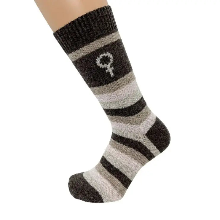 Gorridsen - Magnolia Striped Cashmere Mix Socks, Brown/Rose