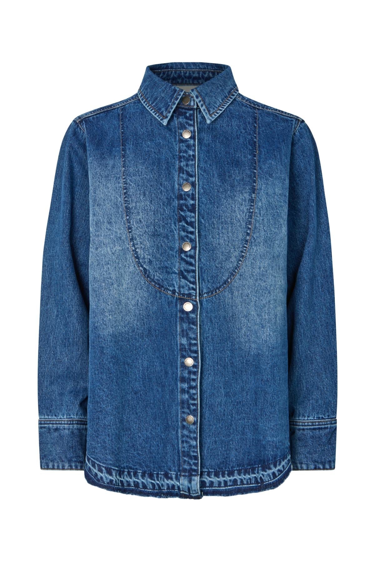 Rabens Saloner - Paia Denim Bib Shirt, Dark Indigo
