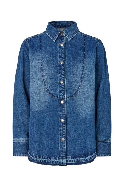 Rabens Saloner - Paia Denim Bib Shirt, Dark Indigo