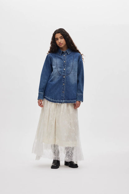 Rabens Saloner - Paia Denim Bib Shirt, Dark Indigo