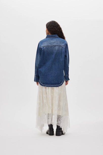 Rabens Saloner - Paia Denim Bib Shirt, Dark Indigo