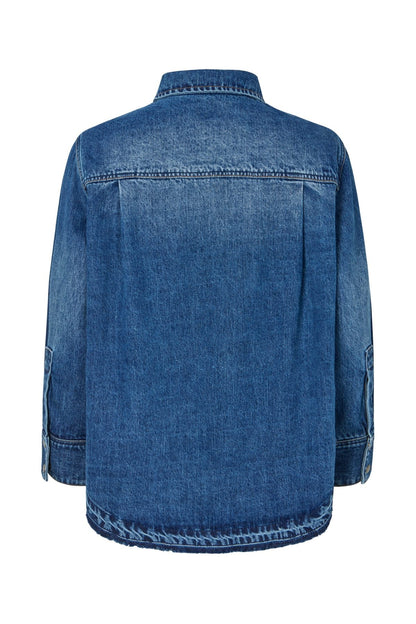 Rabens Saloner - Paia Denim Bib Shirt, Dark Indigo