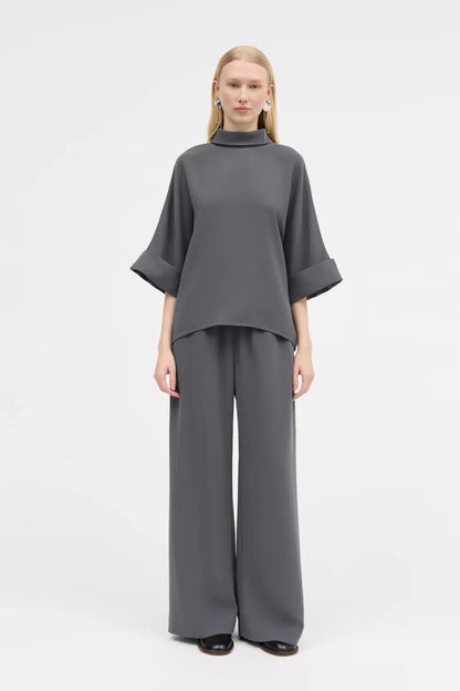 MKDT Studio - Palmira Crepe Georgette Pants, Anthracit