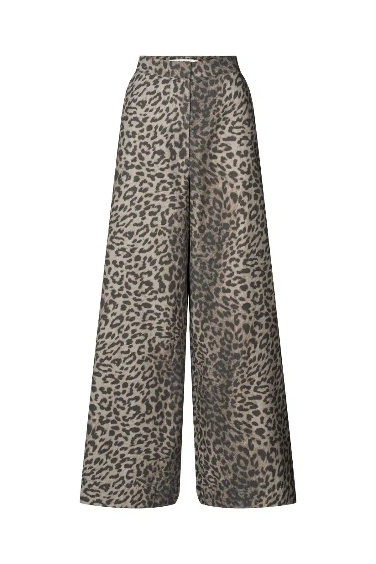 Rabens Saloner - Inja Leopard Print Wide Leg Pants, Leopard
