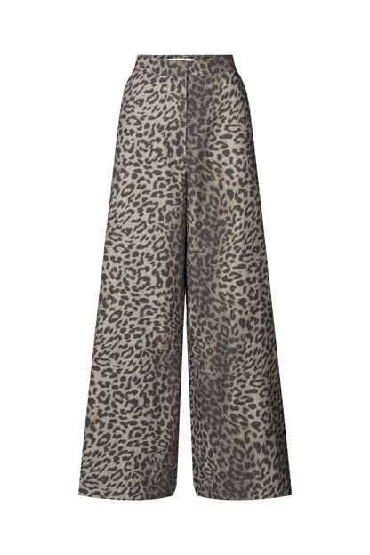 Rabens Saloner - Inja Leopard Print Wide Leg Pants, Leopard