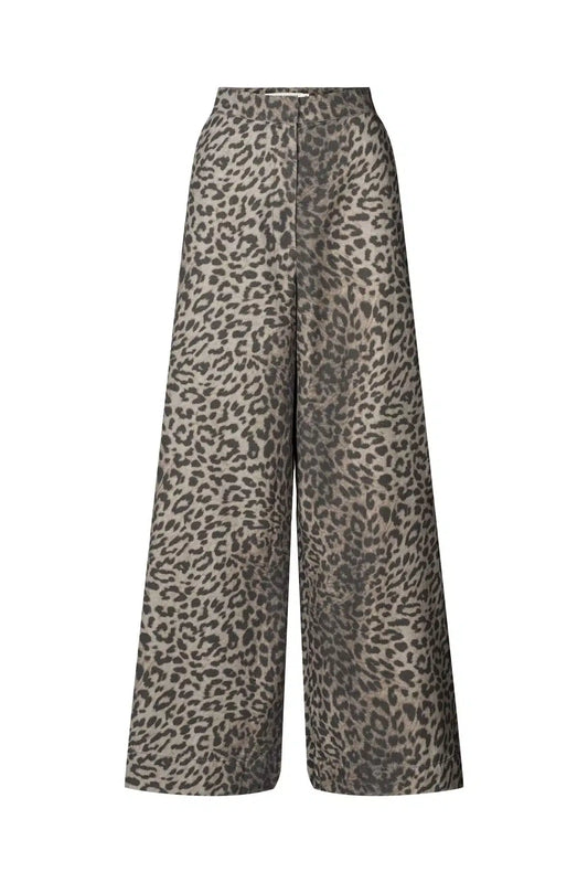 Rabens Saloner - Inja Leopard Print Wide Leg Pants, Leopard