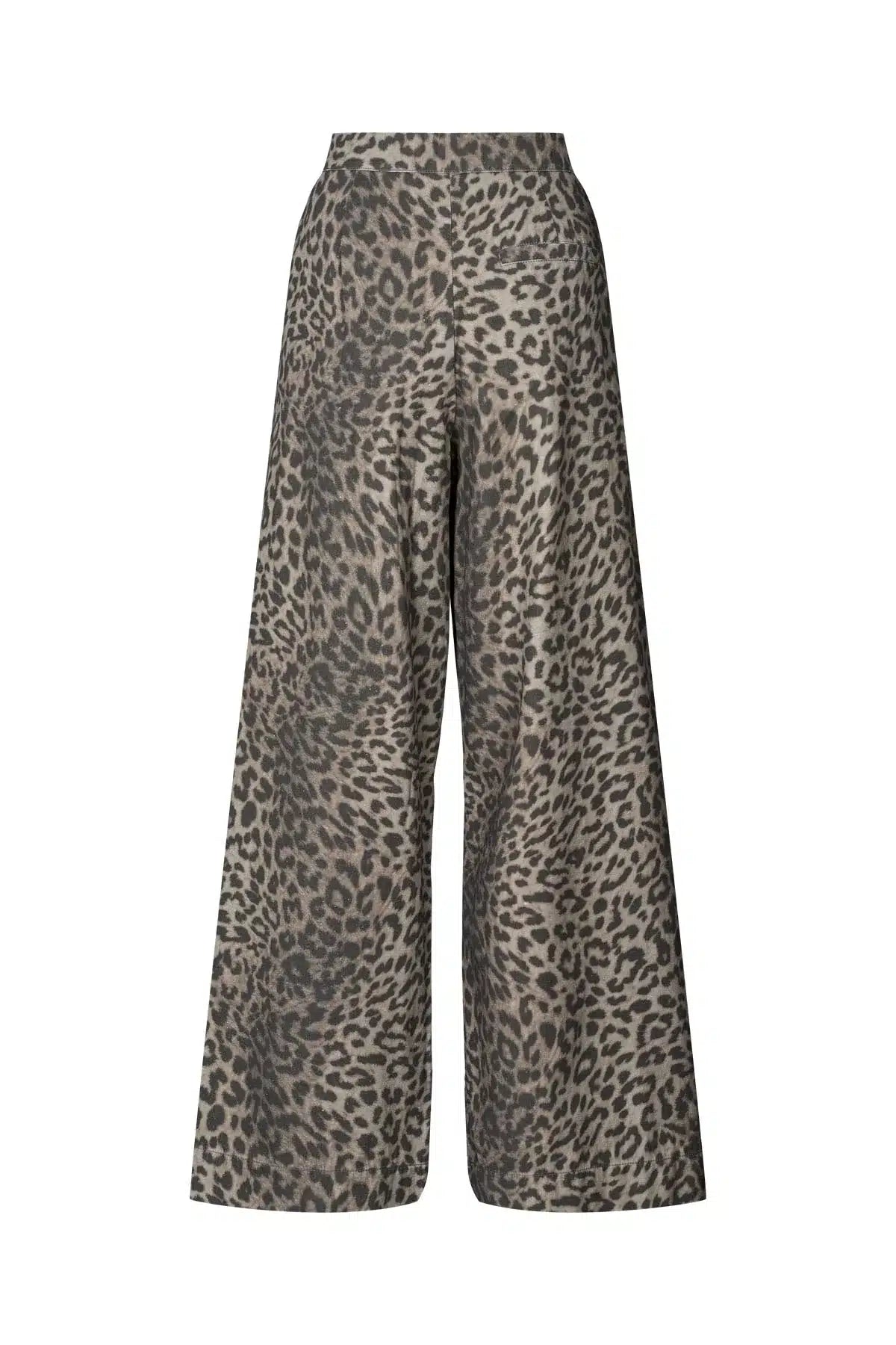 Rabens Saloner - Inja Leopard Print Wide Leg Pants, Leopard