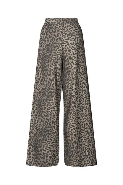 Rabens Saloner - Inja Leopard Print Wide Leg Pants, Leopard