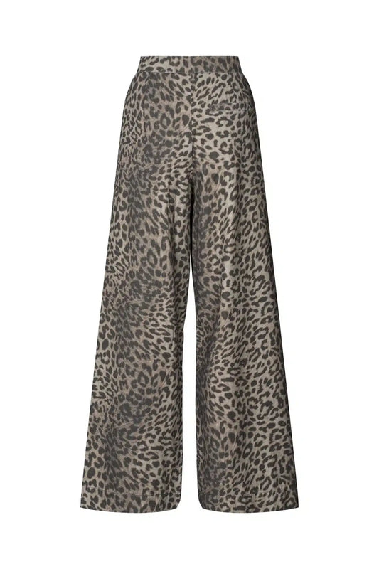 Rabens Saloner - Inja Leopard Print Wide Leg Pants, Leopard