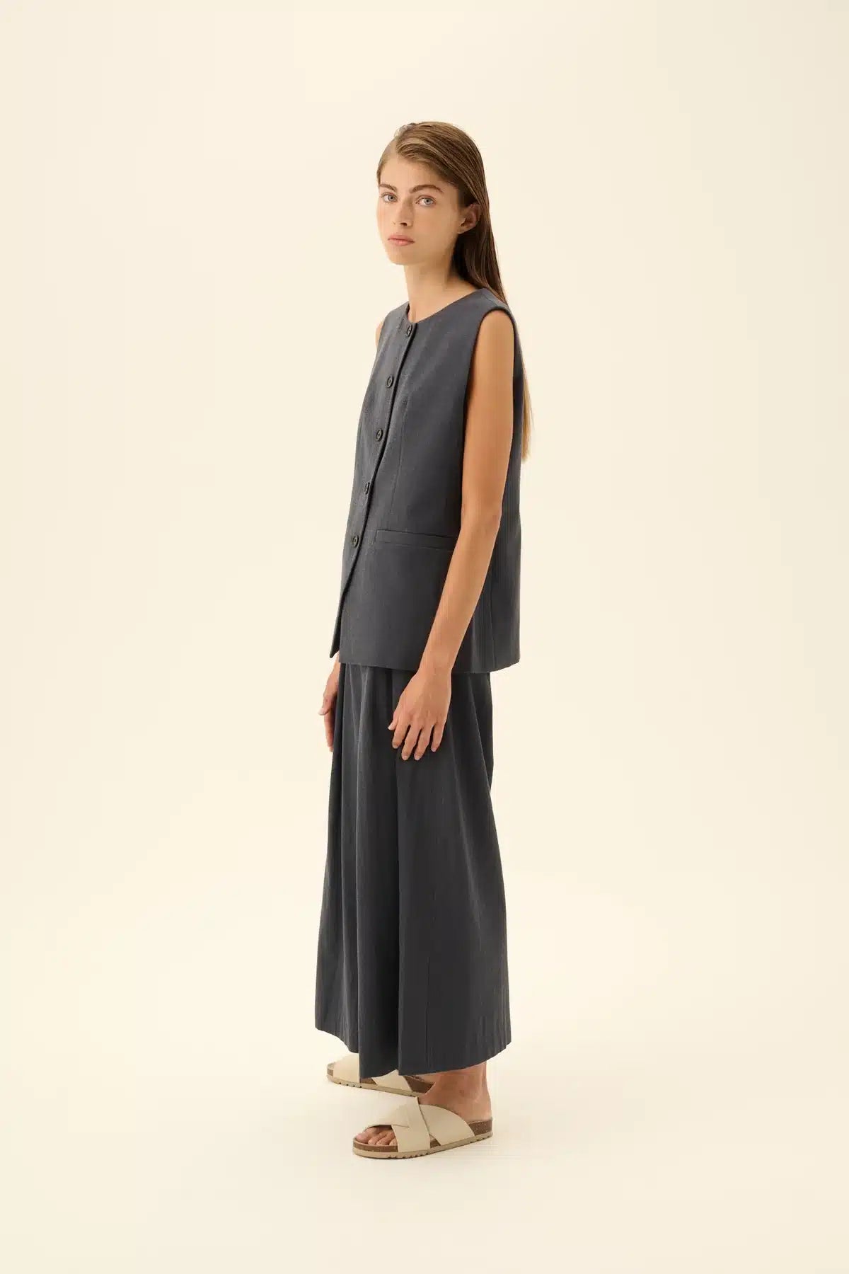 Rue De Tokyo - Perle Tailoring Pants, Dark Grey