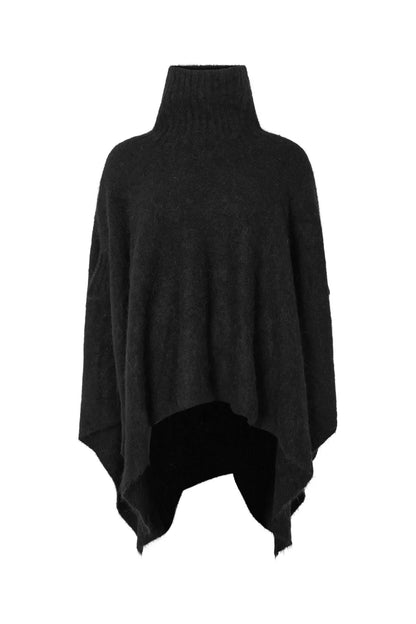 Rabens Saloner - Dede Fluffy Knit Poncho, Black