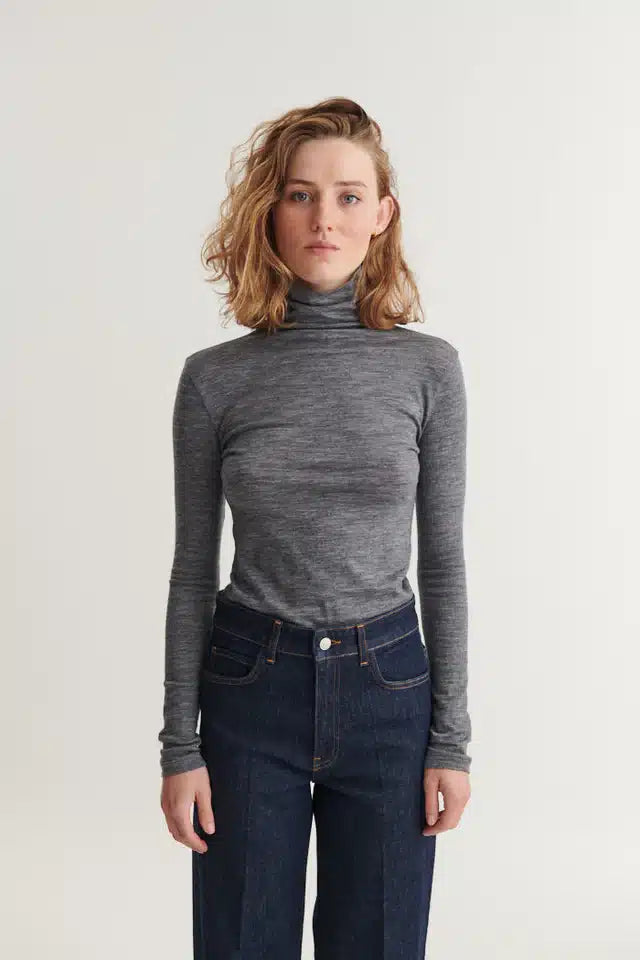 Basic Apparel - Rinja T-Neck, Grey Melange