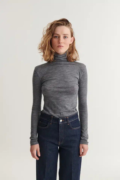Basic Apparel - Rinja T-Neck, Grey Melange