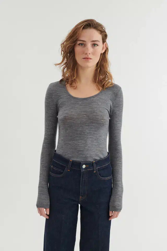 Basic Apparel - Rinja LS Tee, Grey Mel.