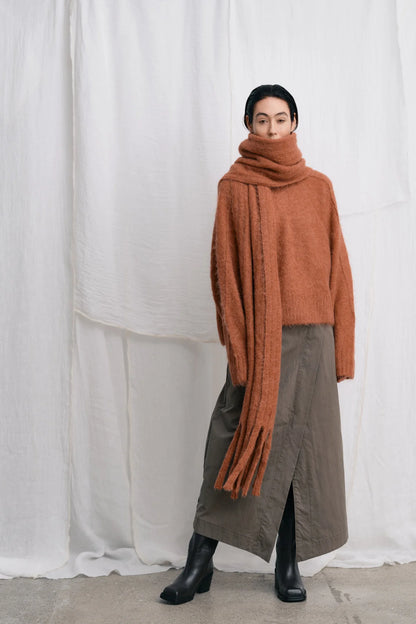 Rabens Saloner - Emillia Fluffy Knit Scarf, Redwood