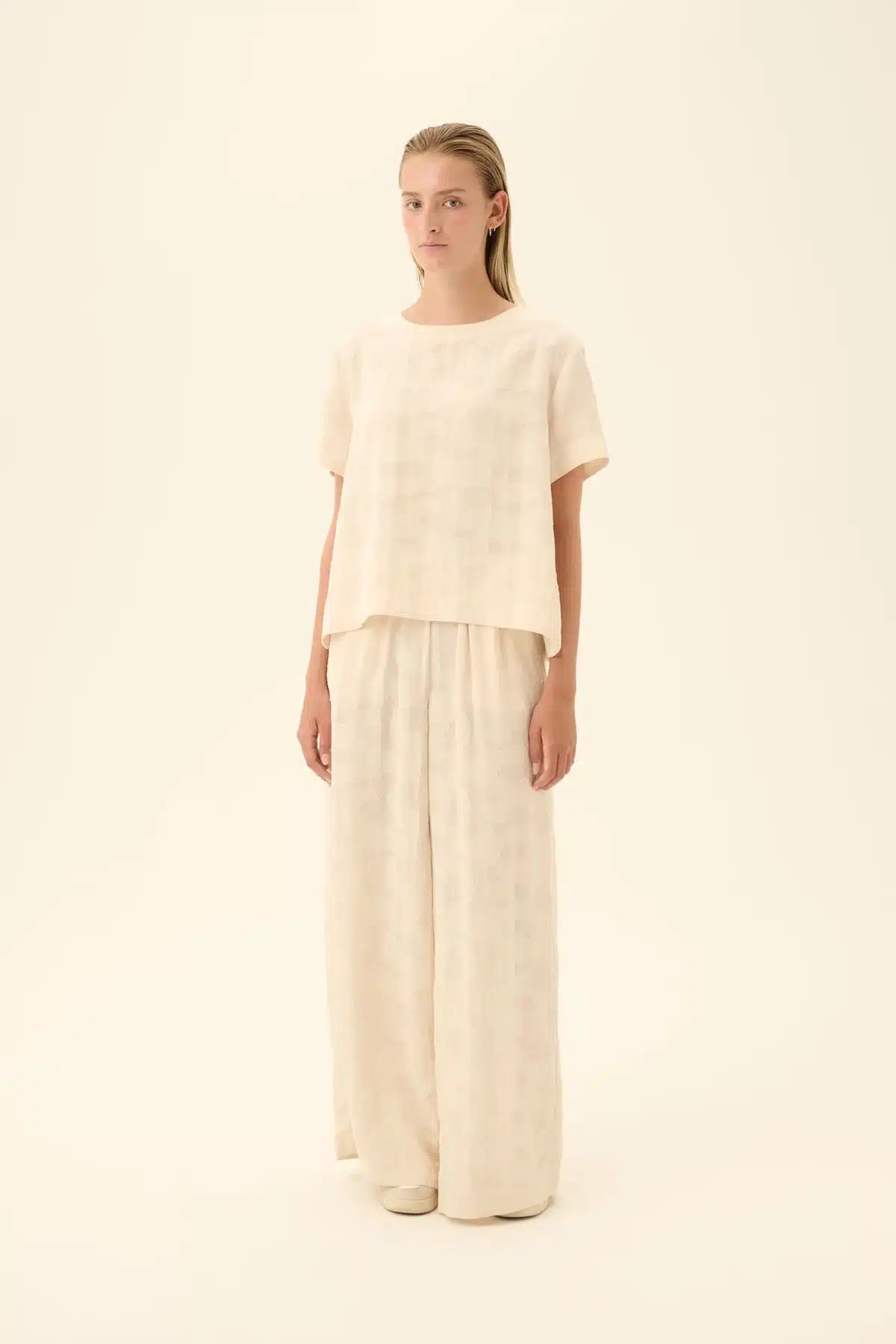 Rue De Tokyo - Selin Viscose Linen Blouse, Cream
