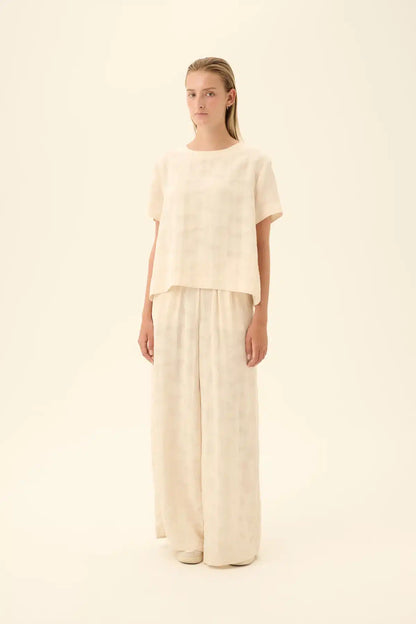 Rue De Tokyo - Selin Viscose Linen Blouse, Cream