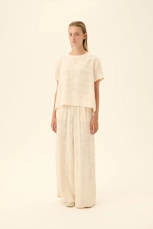 Rue De Tokyo - Selin Viscose Linen Blouse, Cream