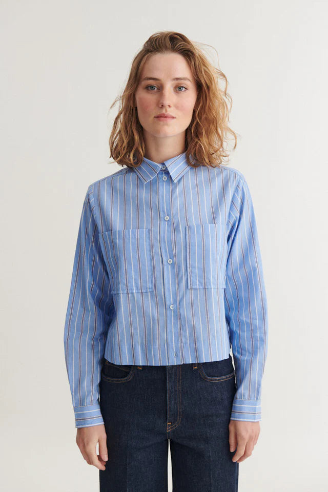 Basic Apparel - Siba Shirt, Frozen Fjord/Bright White/Sky Capitain