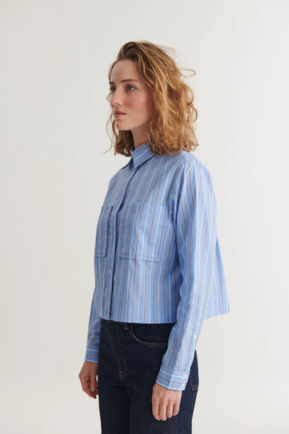 Basic Apparel - Siba Shirt, Frozen Fjord/Bright White/Sky Capitain