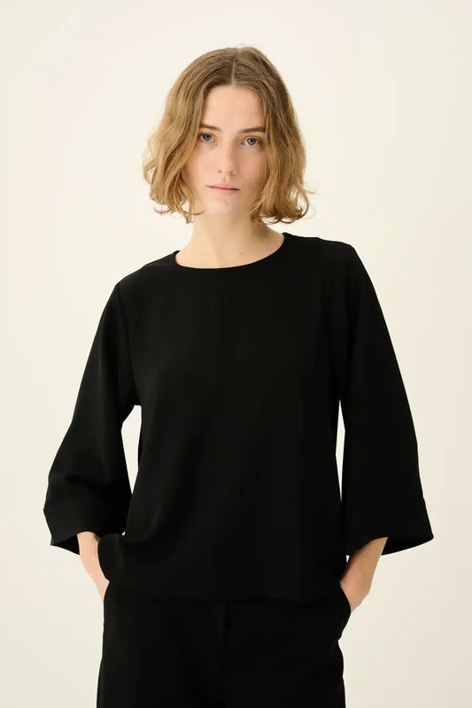 Rue De Tokyo - Simako Recycled Heavy Crepe Blouse, Black