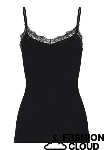 Hanro - Woolen Lace Spaghetti Top, Black