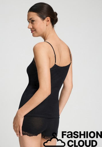 Hanro - Woolen Lace Spaghetti Top, Black