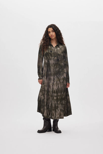 Rabens Saloner - Vija Lava Button Dress, Grey Green Combo