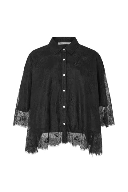 Rabens Saloner - Barbara Laced Multi Layer Shirt, Black